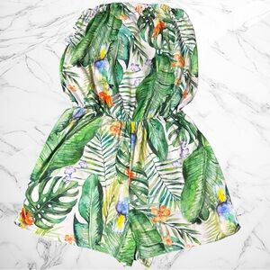 Boohoo Tropical Parrot Jersey Beach Playsuit size LG
